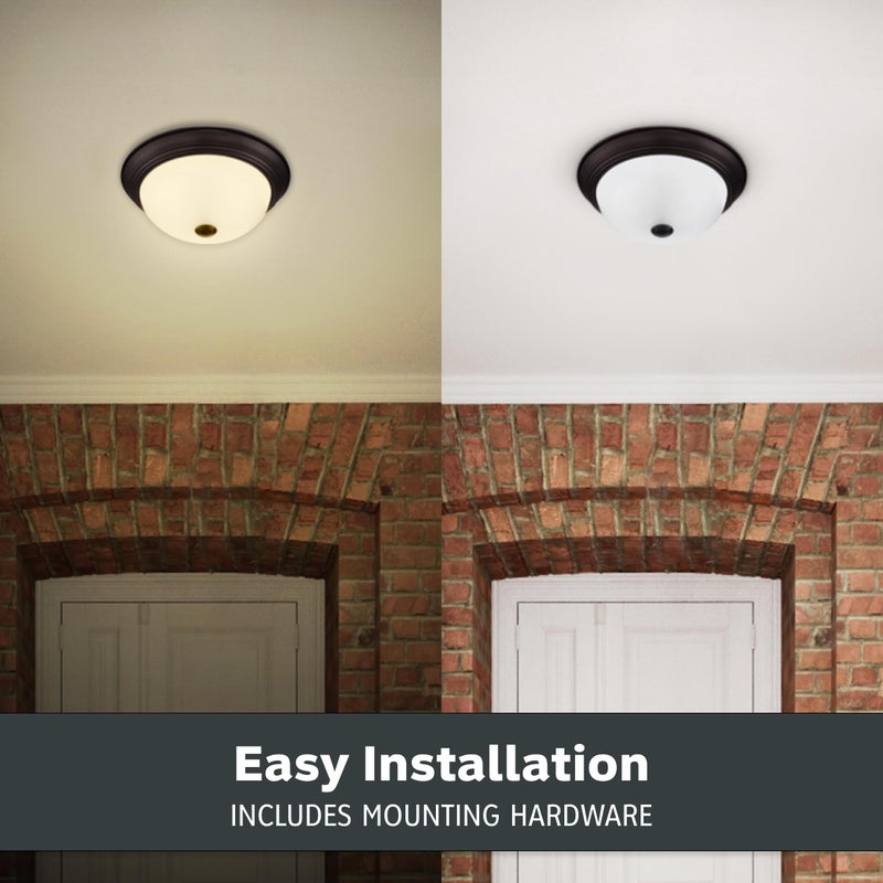 DESIGNERS FOUNTAIN Reedley 3-Lights Flush Mount Ceiling Light, 15 Inch Lighting Fixture for Kitchen, Bedroom, Bathroom, and Hallway, Oil Rubbed Bronze with Etched Glass, 1257L-ORB-W - Image 5